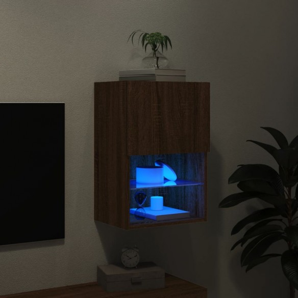 Meuble TV avec lumières LED chêne marron 40,5x30x60 cm