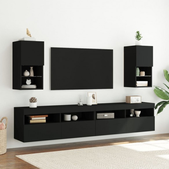 Meuble TV avec lumières LED noir 30,5x30x60 cm