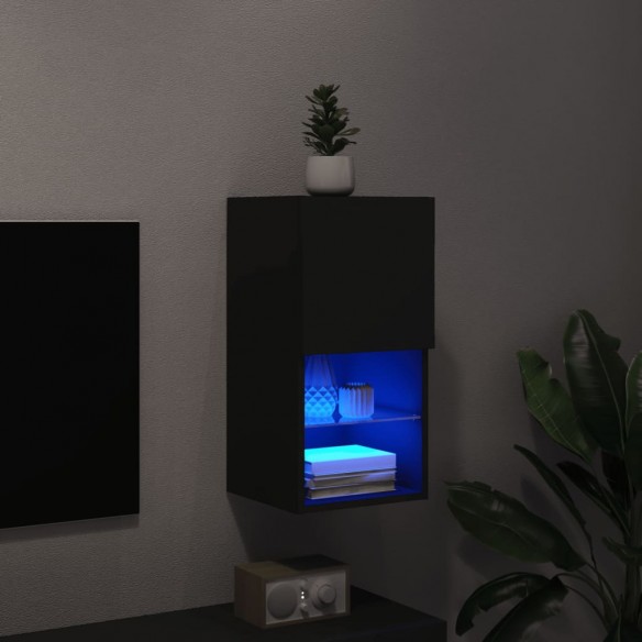 Meuble TV avec lumières LED noir 30,5x30x60 cm
