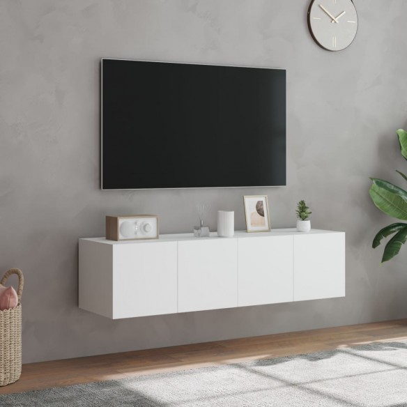 Meubles TV muraux avec lumières LED 2 pcs blanc 60x35x31 cm