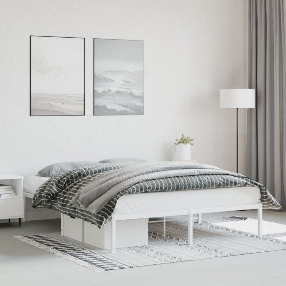 Cadre de lit métal blanc 150x200 cm