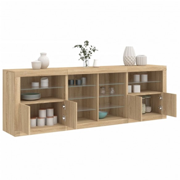 Buffet avec lumières LED chêne sonoma 202x37x67 cm