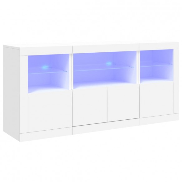 Buffet avec lumières LED blanc 142,5x37x67 cm