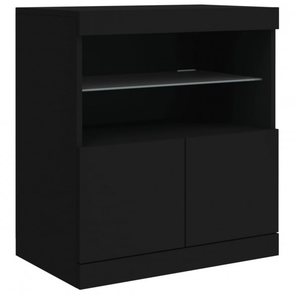 Buffet avec lumières LED noir 60x37x67 cm