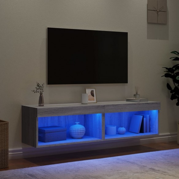 Meubles TV avec lumières LED 2 pcs sonoma gris 60x30x30 cm