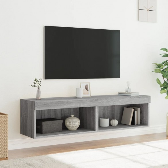 Meubles TV avec lumières LED 2 pcs sonoma gris 60x30x30 cm