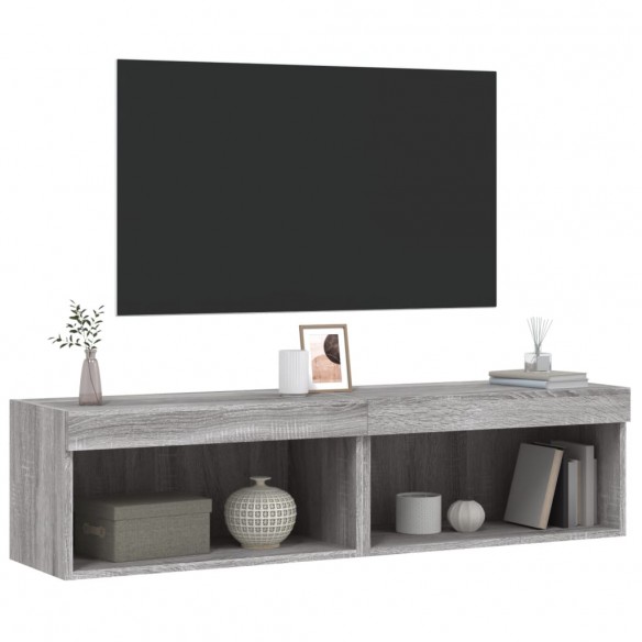 Meubles TV avec lumières LED 2 pcs sonoma gris 60x30x30 cm