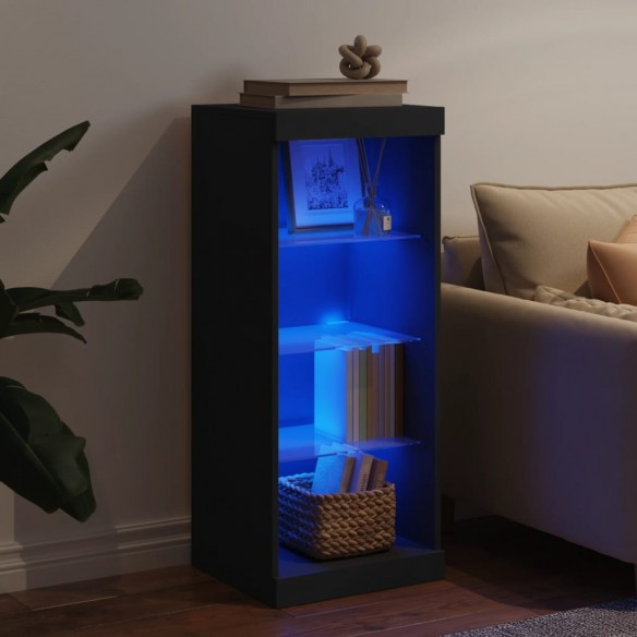 Buffet avec lumières LED noir 41x37x100 cm