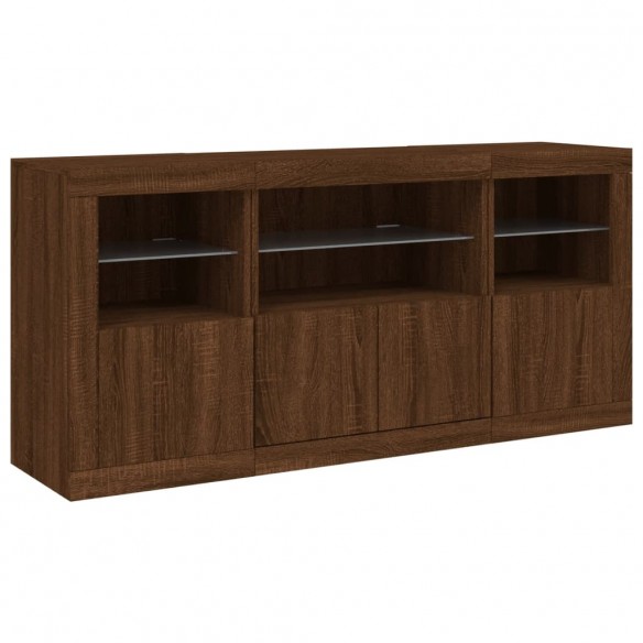 Buffet avec lumières LED chêne marron 142,5x37x67 cm