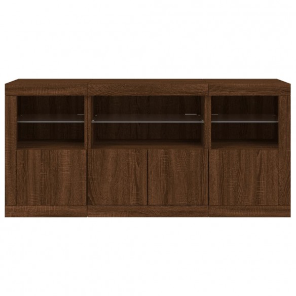 Buffet avec lumières LED chêne marron 142,5x37x67 cm