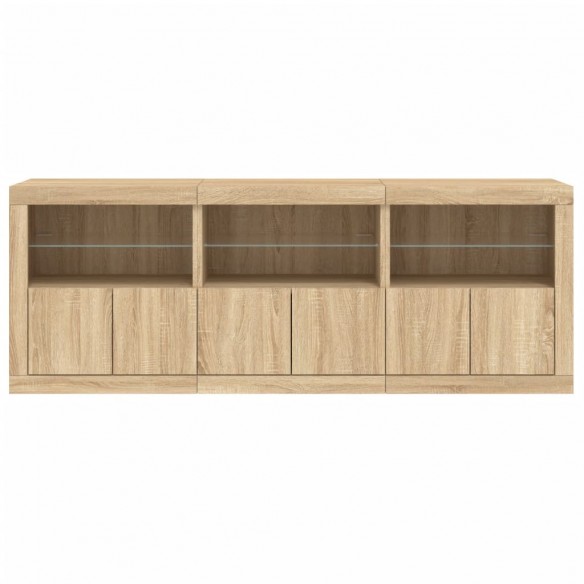 Buffet avec lumières LED chêne sonoma 181,5x37x67 cm