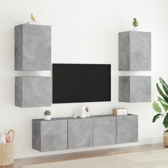 Meuble TV mural gris béton 40,5x30x40 cm bois d'ingénierie