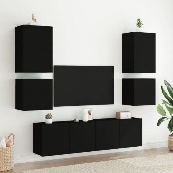 Meuble TV mural noir 40,5x30x40 cm bois d'ingénierie