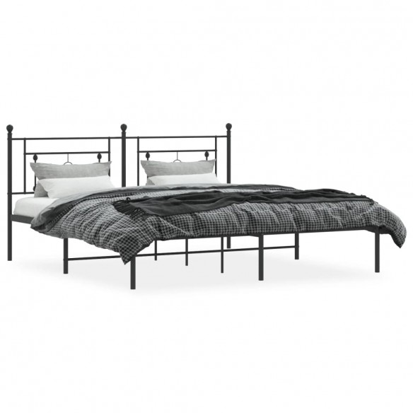 Cadre de lit métal avec tête de lit noir 180x200 cm
