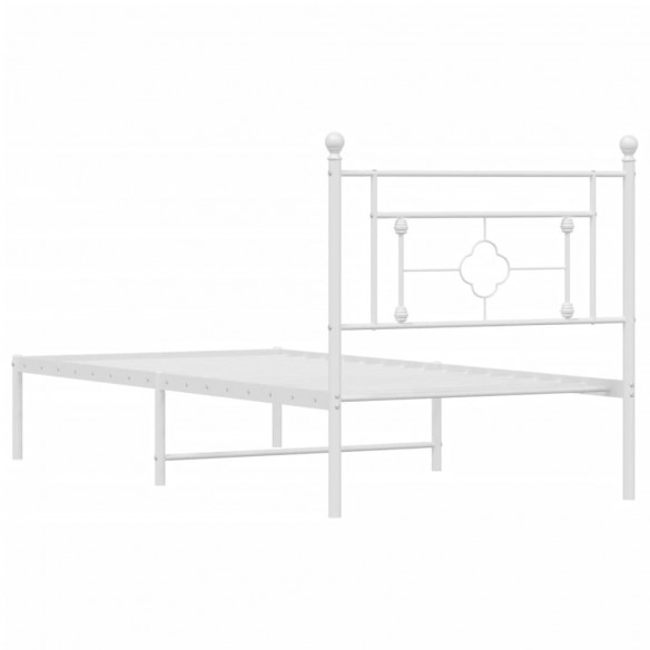 Cadre de lit métal avec tête de lit blanc 90x200 cm
