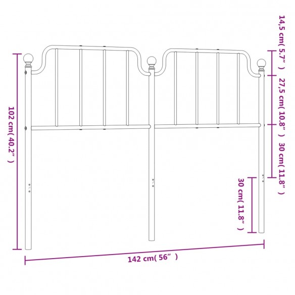 Tête de lit métal noir 135 cm