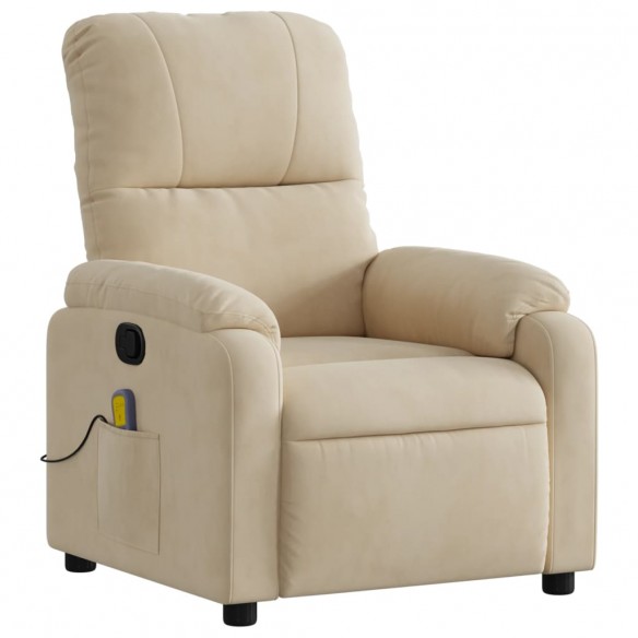 Fauteuil inclinable de massage crème tissu microfibre