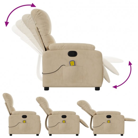 Fauteuil inclinable de massage crème tissu microfibre