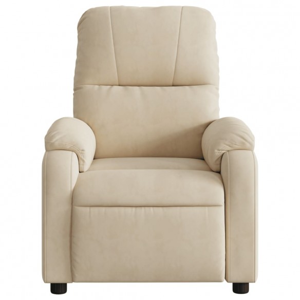 Fauteuil inclinable de massage crème tissu microfibre