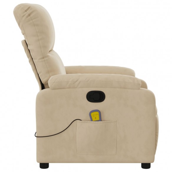 Fauteuil inclinable de massage crème tissu microfibre