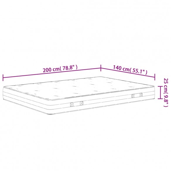 Matelas à ressorts ensachés dureté moyenne 140x200 cm