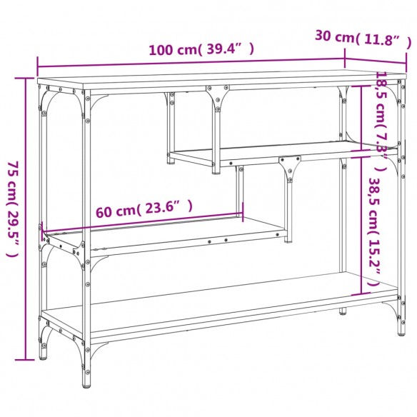 Table console noir 100x30x75 cm bois d'ingénierie