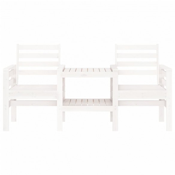 Banc de jardin avec table 2 places blanc bois massif de pin