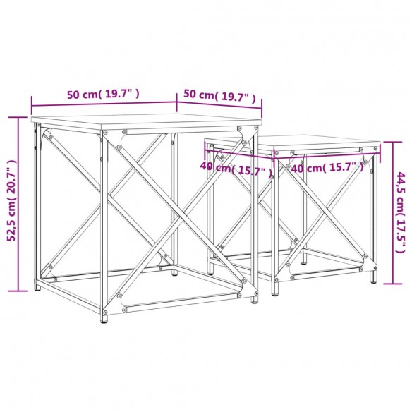 Tables basses gigognes 2 pcs chêne fumé bois d'ingénierie