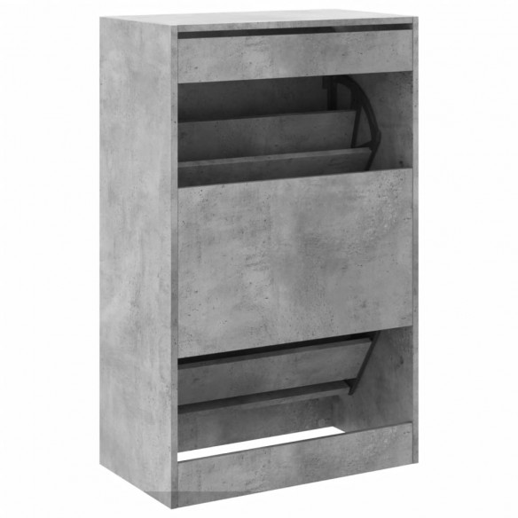 Armoire à chaussures gris béton 60x34x96,5 cm bois d'ingénierie