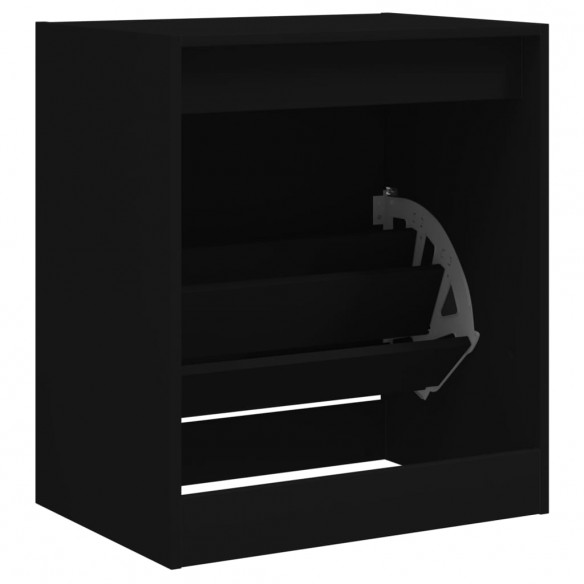 Armoire à chaussures noir 60x42x69 cm bois d'ingénierie