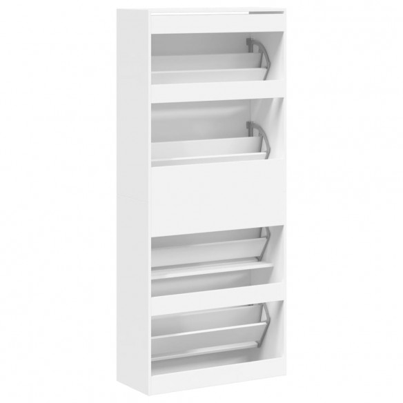 Armoire à chaussures 4 tiroirs rabattables blanc 80x34x187,5 cm