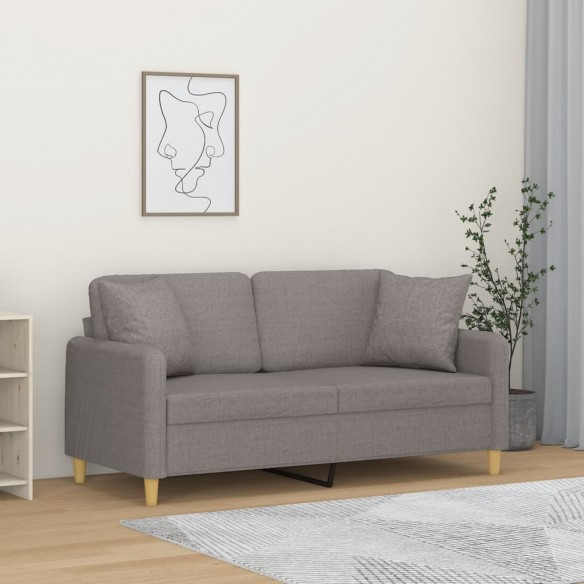 Canapé 2 places avec oreillers décoratifs taupe 140 cm tissu