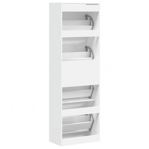 Armoire à chaussures 4 tiroirs rabattables blanc 60x34x187,5 cm