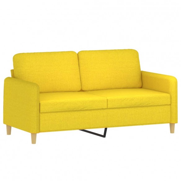 Canapé 2 places avec oreillers jaune clair 140 cm tissu