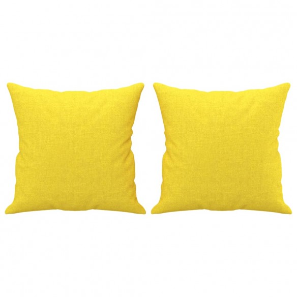 Ensemble de canapés 2 pcs avec coussins jaune clair tissu