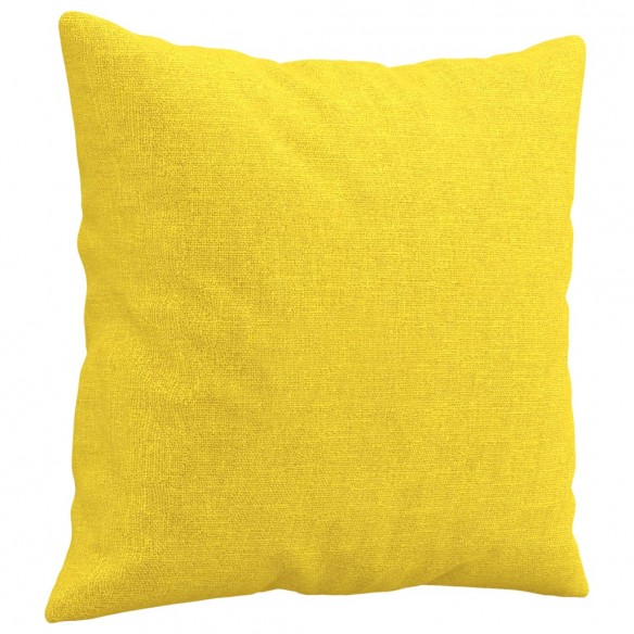 Ensemble de canapés 2 pcs avec coussins jaune clair tissu