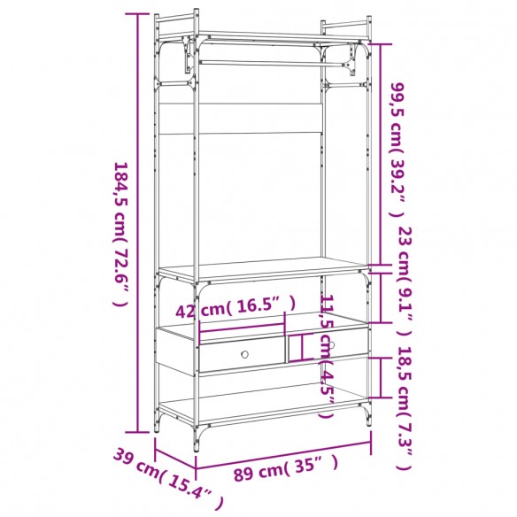Armoire à tiroirs noir 89x39x184,5 cm bois d'ingénierie