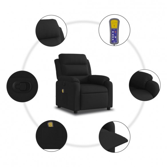 Fauteuil de massage inclinable Noir Tissu