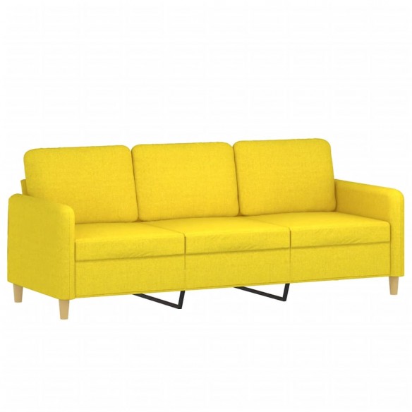 Ensemble de canapés 3 pcs avec coussins jaune clair tissu