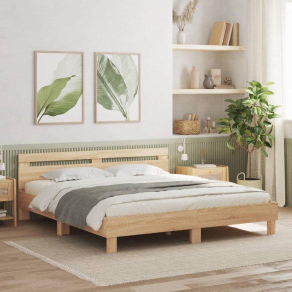 Cadre de lit avec tête de lit chêne sonoma 160x200 cm