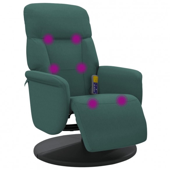 Fauteuil inclinable de massage repose-pied vert foncé velours