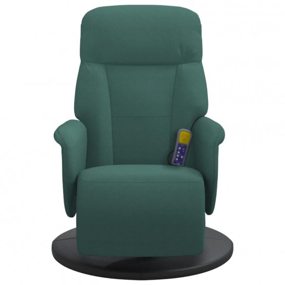 Fauteuil inclinable de massage repose-pied vert foncé velours