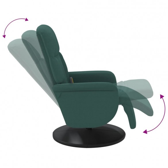 Fauteuil inclinable de massage repose-pied vert foncé velours