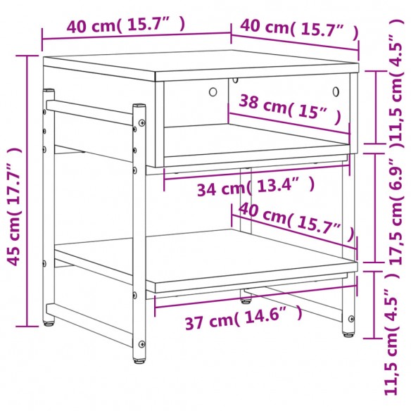 Table basse sonoma gris 40x40x45 cm bois d'ingénierie