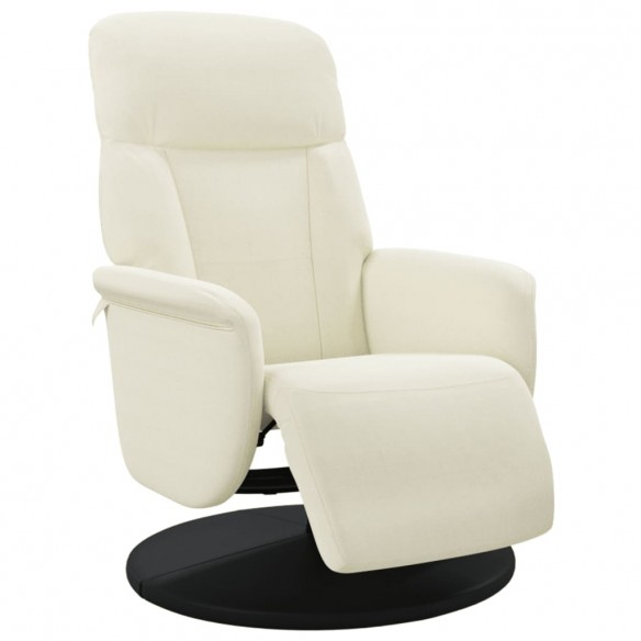 Fauteuil inclinable avec repose-pied crème velours