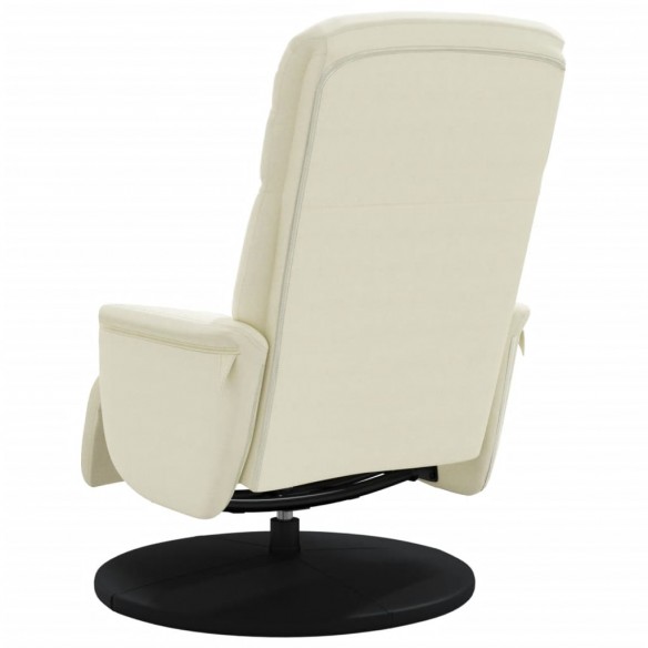 Fauteuil inclinable avec repose-pied crème velours