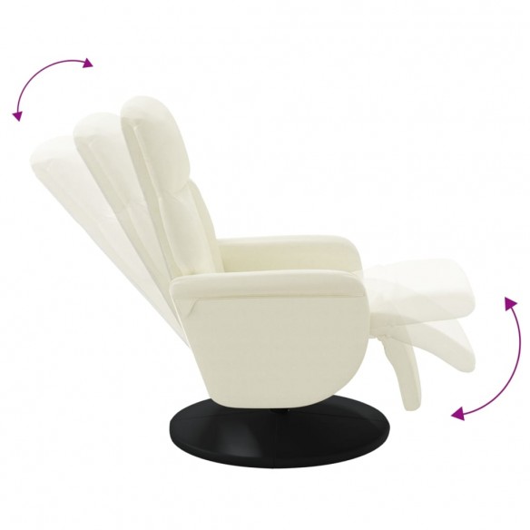 Fauteuil inclinable avec repose-pied crème velours