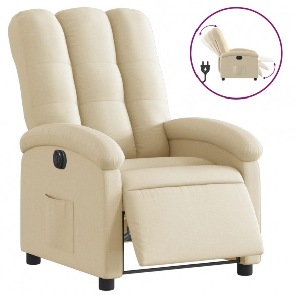 Fauteuil inclinable électrique Crème Tissu