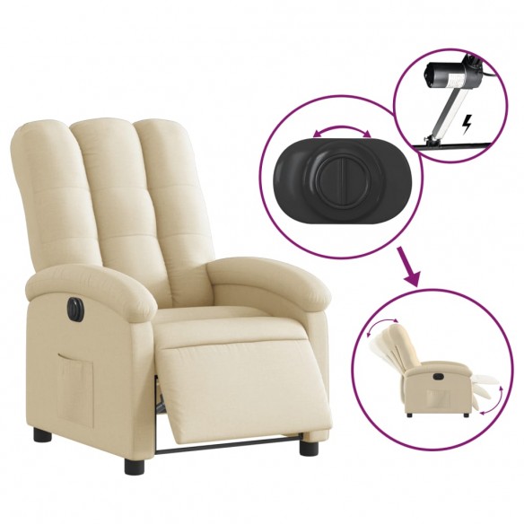 Fauteuil inclinable électrique Crème Tissu