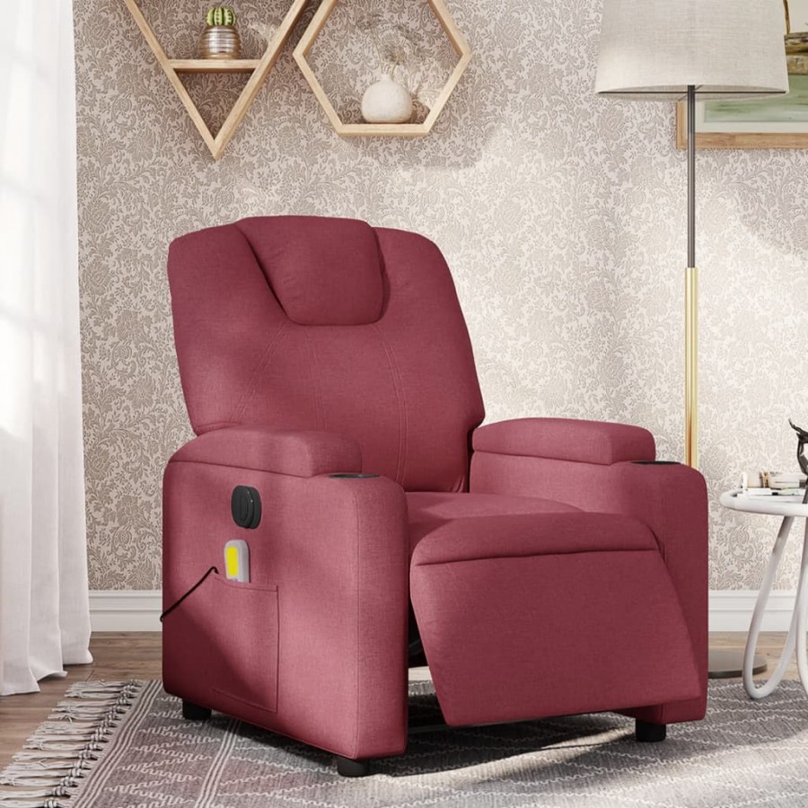 Fauteuil de massage inclinable électrique Rouge bordeaux Tissu